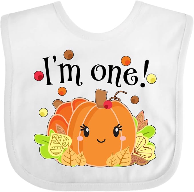 inktastic I'm One- Pumpkin Birthday Autumn Baby Bib by Inktastic