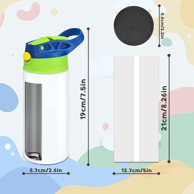 Kids Sublimation Tumbler, 12oz Sublimation Water Bottle Blanks, Straight - Image 7
