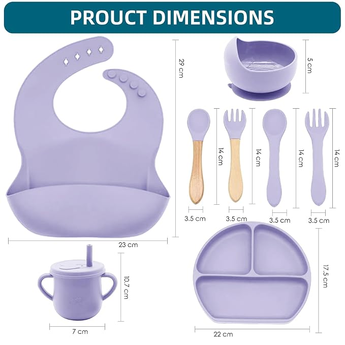 100% Silicone Baby Feeding Set, BPA Free Baby Dishes Set - Image 2