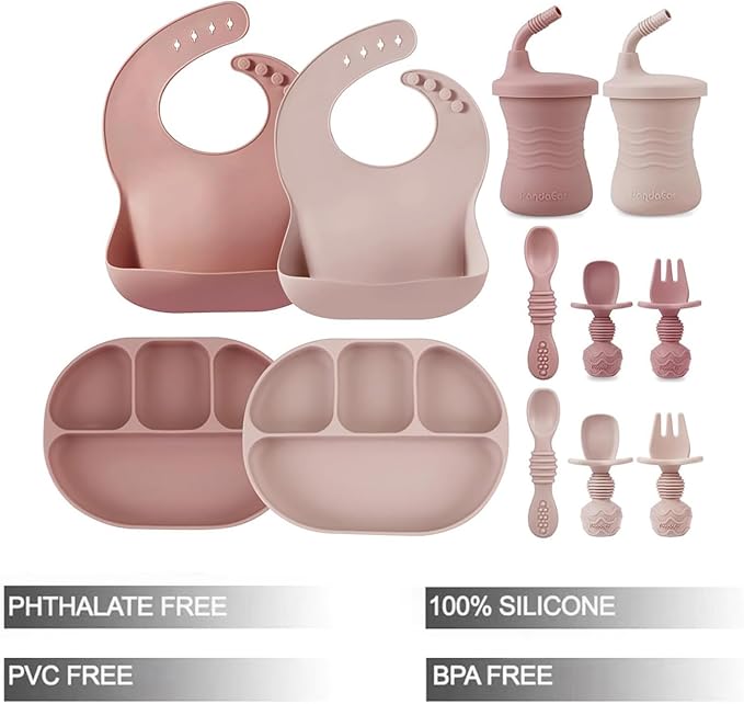 PandaEar 12PCS Silicone Baby Feeding Set | 2 Sectioned Baby Suction Plate - Image 2