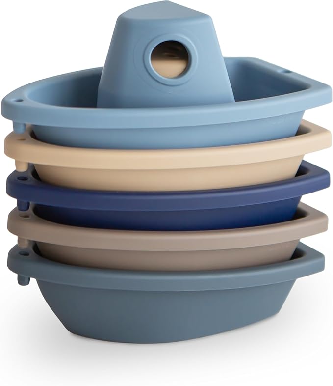 mushie Stackable Bath Boats Toy | Floating Bathtub Toys by mushie