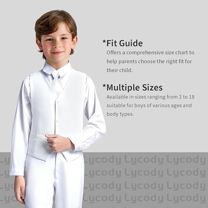 Boys Vest Set Formal Dress Suits Wedding Outfit Dresswear - Image 3