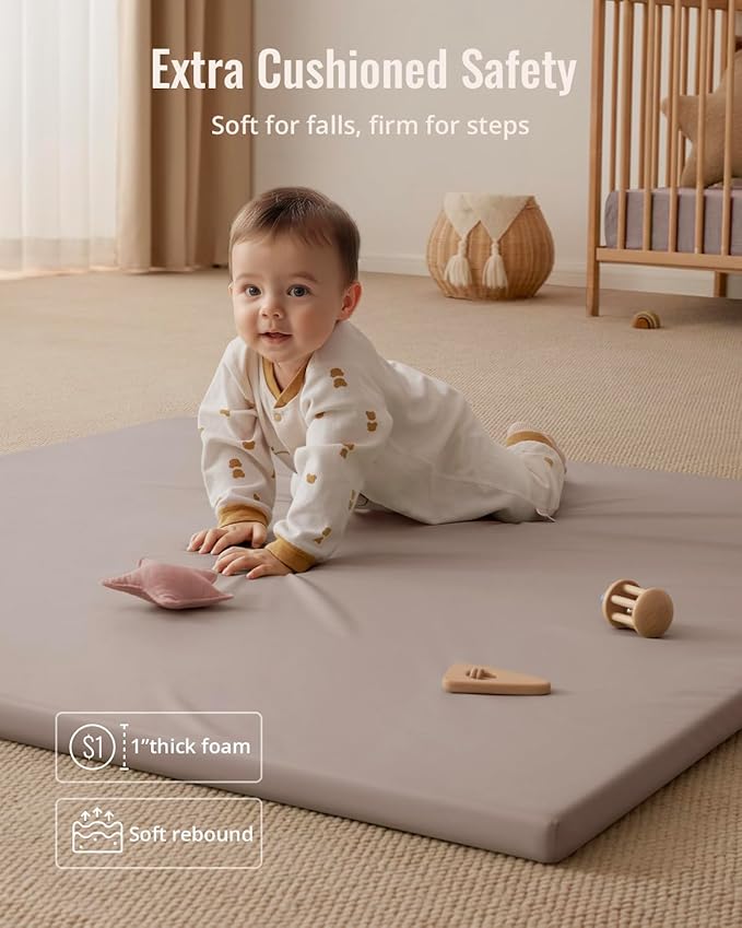 Blissful Diary Vegan Leather Baby Play Mat, 50x50 Thicken Foam Cushioned & - Image 5