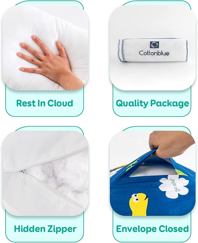 Toddler Pillow with 100% Organic Cotton Pillowcase 14x19, Cottonblue Kids - Image 5