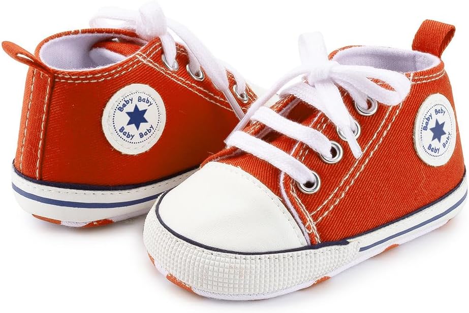 Meckior Baby Girls Boys Canvas Sneakers Soft Sole High-Top Ankle Infant First - Image 5