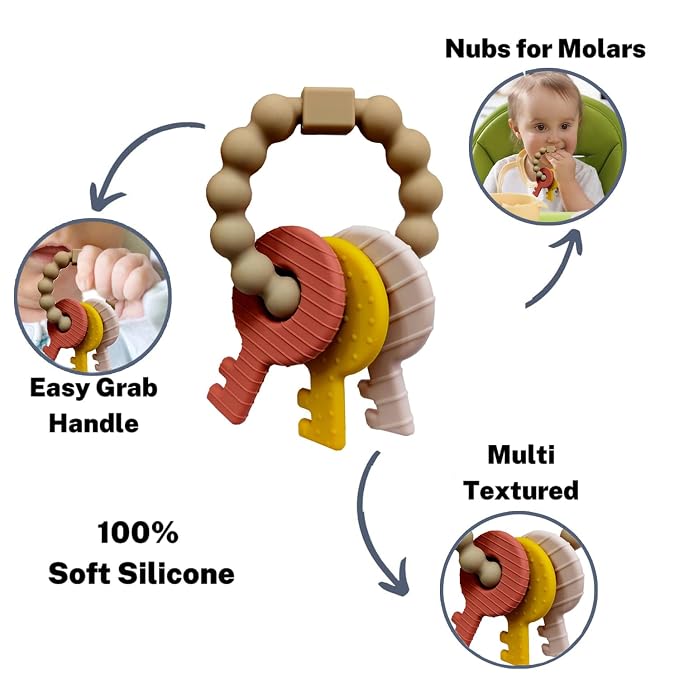 Baby Keys Teether Toys, Silicone Teething Toys - Image 2