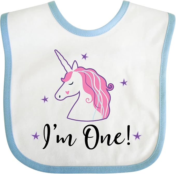 inktastic 1st Birthday Unicorn Baby Bib by Inktastic