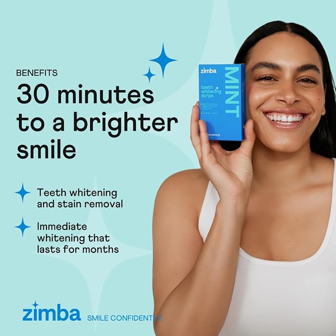 Zimba Teeth Whitening Strips Vegan Whitening Strip Enamel Safe Teeth Whitening - Image 2