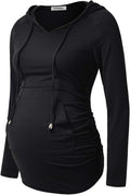 GINKANA Maternity Hoodie Long Sleeves Shirts Casual Maternity Top Pregnancy by GINKANA