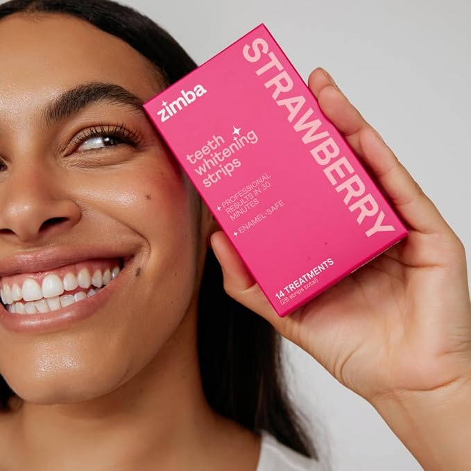Zimba Strawberry Flavored Teeth Whitening Strips | Vegan, Enamel Safe Hydrogen - Image 7