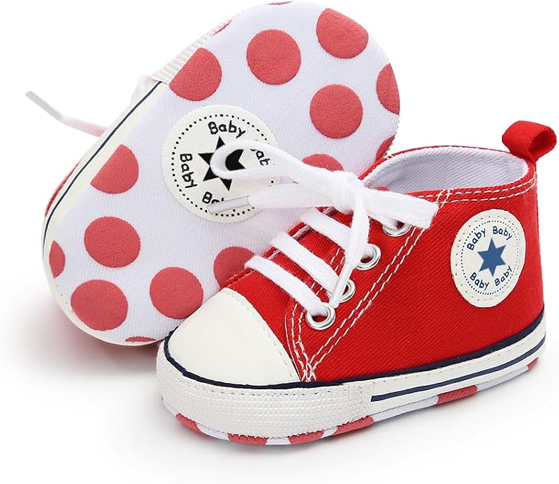 Meckior Baby Girls Boys Canvas Sneakers Soft Sole High-Top Ankle Infant First - Image 3