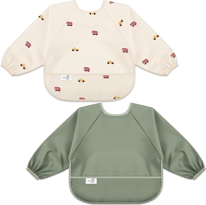 Long Sleeve Baby Bib, Waterproof Fabric, Catch-All Pocket, Baby Smock Bib by Unknown