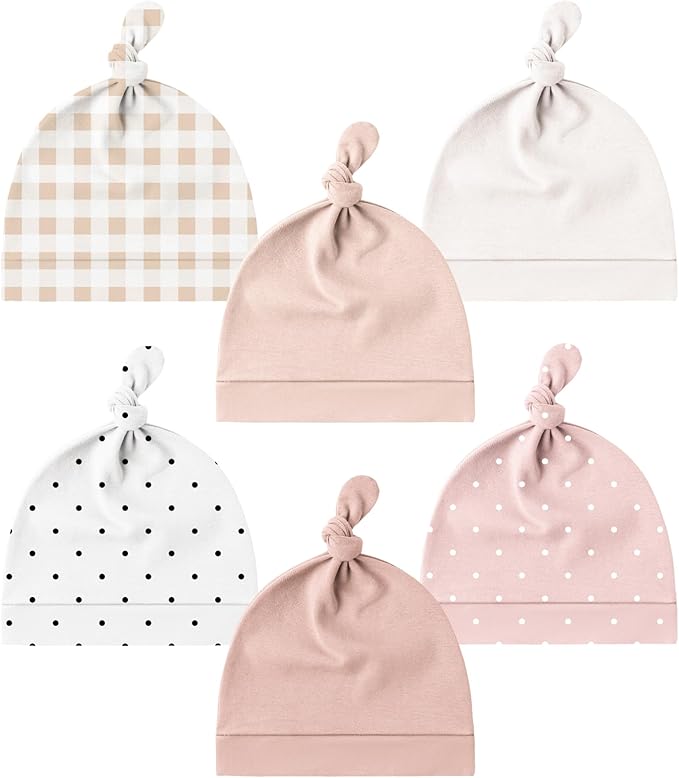 Konssy 6 Pack Baby Newborn Hats Set Knot Beanie Hats Soft by Konssy