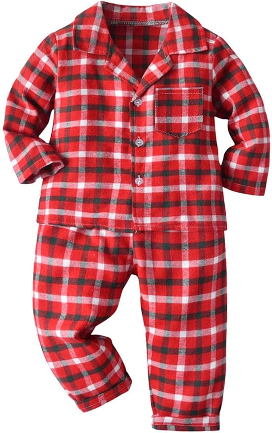 Schbbbta Kids Pajamas Set, Plaid Button Down Pjs by SchbbbtaTouchYourLife