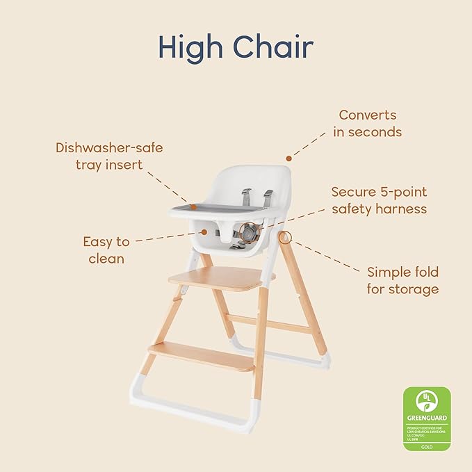 Ergobaby Evolve Baby Essentials Portable High Chair, Natural Wood - Image 4