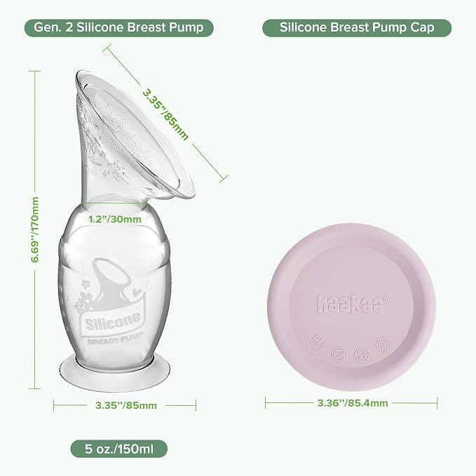 haakaa Silicone Breast Pump & Silicone Cap 5oz/150ml - Image 8