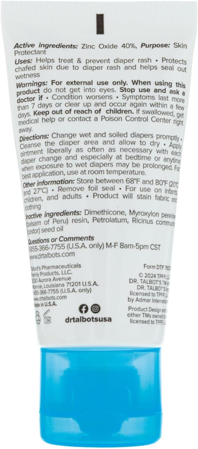 Dr. Talbot's Maximum Strength Diaper Rash Ointment - 1 oz - Zinc Oxide Skin - Image 8