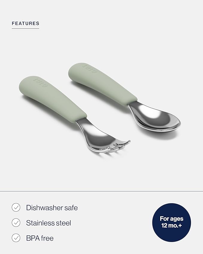 Lalo Utensils - Toddler Fork and Spoon Set - Stainless Steel and Silicone - Image 3