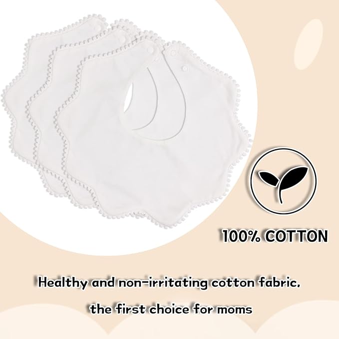 Bamery Baby Bandana Bibs White Cotton Drool Bibs - Image 5