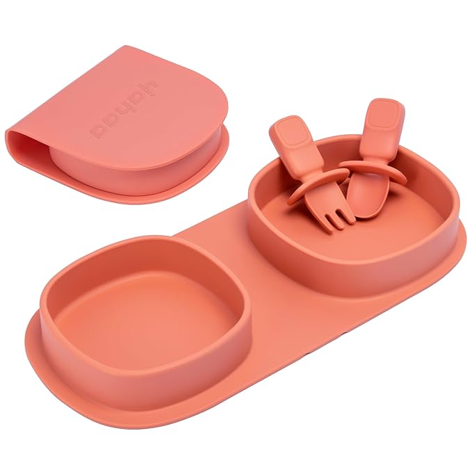 Silicone Foldable Novelty Dinner Plates, Baby Plates Travel Essential by YAHAA