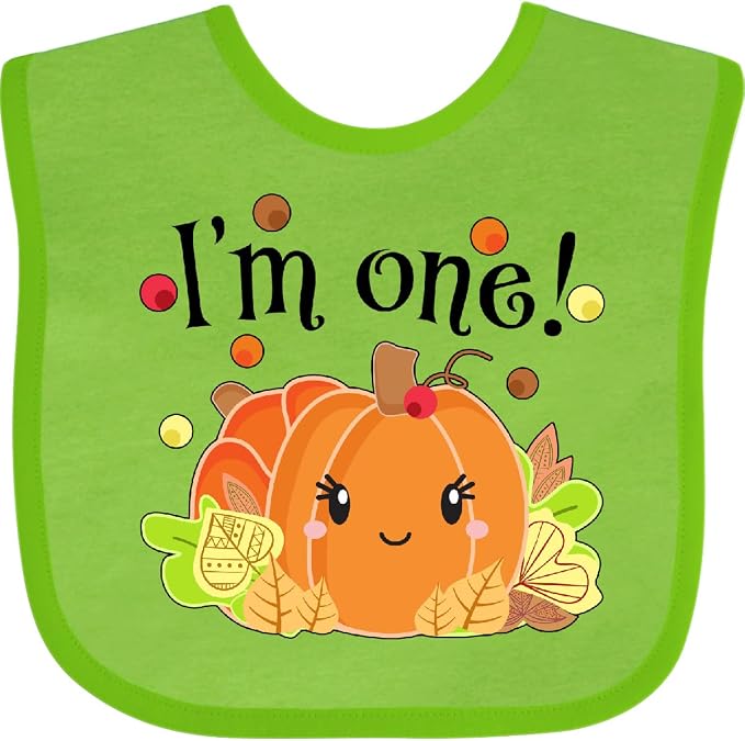 inktastic I'm One- Pumpkin Birthday Autumn Baby Bib by Inktastic