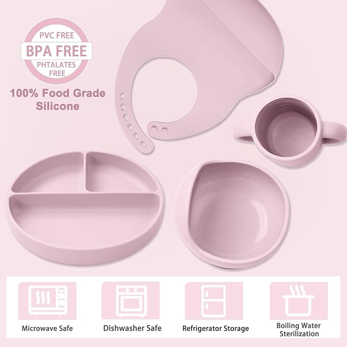 LITTLE RAWR Silicone Baby Feeding Set 14 Pcs, Baby Led Weaning Supplies - Image 3
