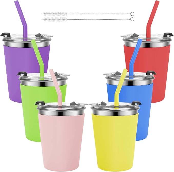 Kids Cups with Lids and Straws, 12oz Toddler Tumblers with Straws and Lids by Vermida
