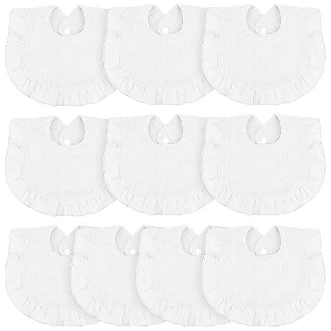 Seematn 10 Pcs Baby Muslin Bibs Drool Bibs Bandana Ruffle Soft Cotton by Seematn