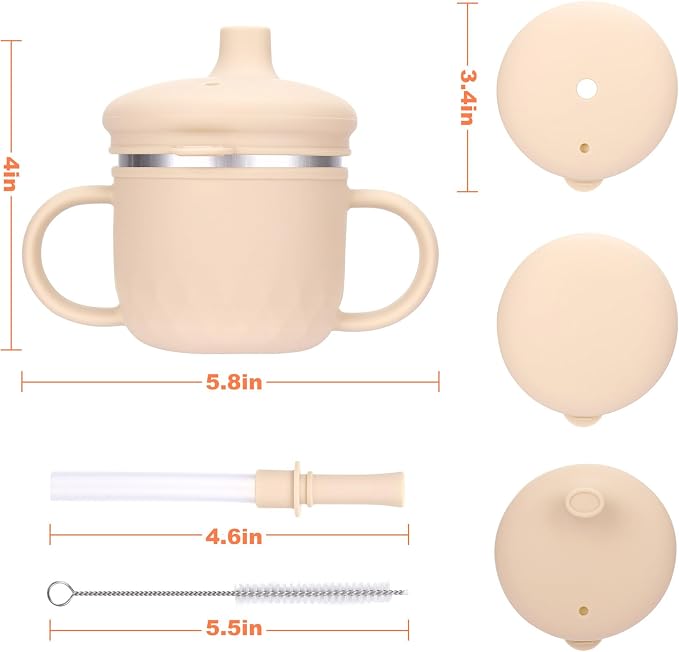 BUSOHA Stainless Steel Sippy Cups - 3 IN 1 Silicone Sippy Cup - Image 2