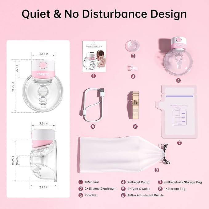 TSRETE Double Wearable Breast Pump, Electric Hands-Free Breast Pumps - Image 8