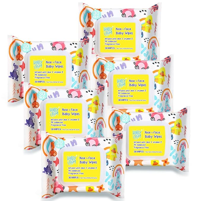 HAPPY BUM - 180 Count Baby Wipes, 7.4 x 7.2 Inch, Moist and Refreshing by HAPPYBUM-BabySkinCareSet