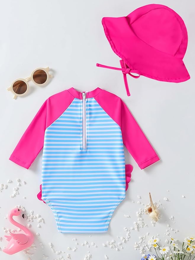 WOLBAY Baby Girl Swimsuit Long Sleeve One Piece Rash Guard - Image 3