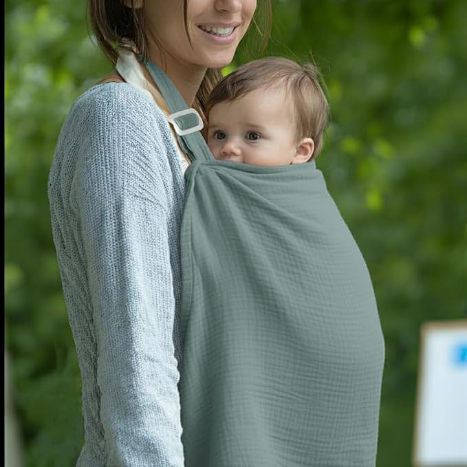 Muslin Nursing Covers for Breastfeeding, Arch Neckline Breast Feeding Covers - Image 8