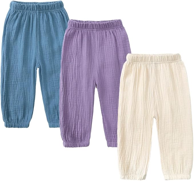 MYGBCPJS Baby Boys Girls Cotton Linen Trousers Kids Casual Ankle Pants Loose by MYGBCPJS