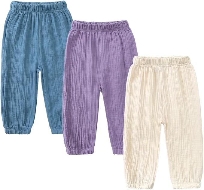 MYGBCPJS Baby Boys Girls Cotton Linen Trousers Kids Casual Ankle Pants Loose by MYGBCPJS