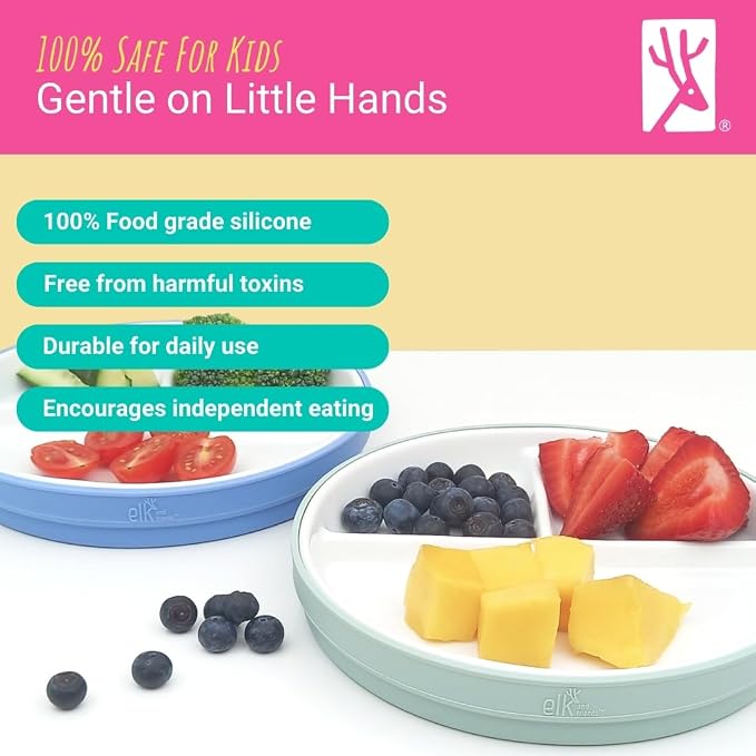 Elk and Friends Kids 6.7” Porcelain Divided Plates - Image 2
