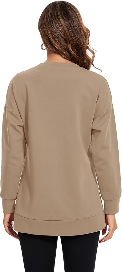 Smallshow Women's Nursing Tops Sweatshirt Long Sleeve Side Split Breastfeeding - Image 4