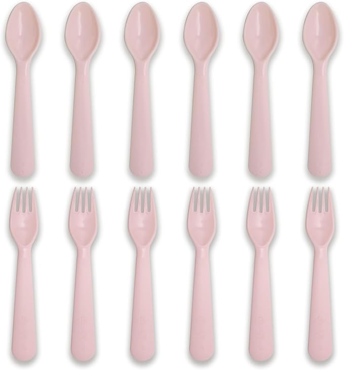 12 Pcs Kids Spoons and Forks Toddler Utensils Plastics Reusable Silverware Baby by Muulaii