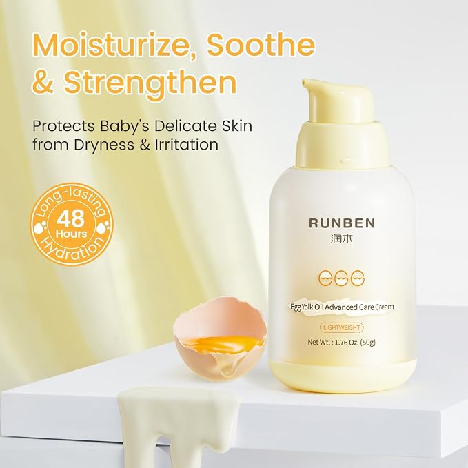 RUNBEN Baby Face Cream with Egg Yolk Oil, 48H Deep Moisturizing, Gentle & - Image 2