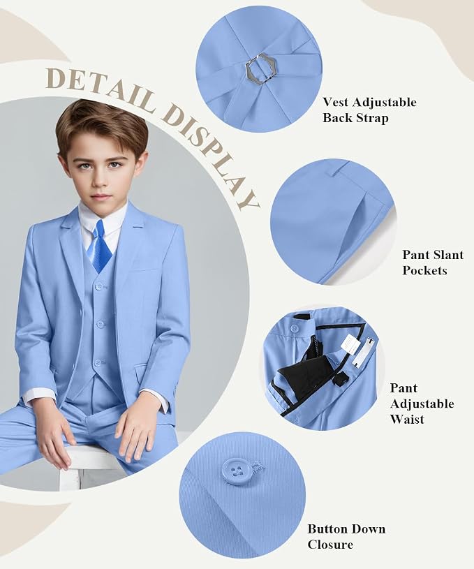 Visaccy Boys Suits Slim Fit Dress Clothes Ring Bearer Outfit - Image 2