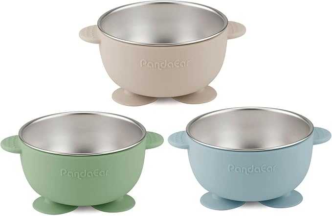 PandaEar 3 Pack Stainless Steel Baby Suction Bowls, Non-Slip Child Food Bowl - Image 3