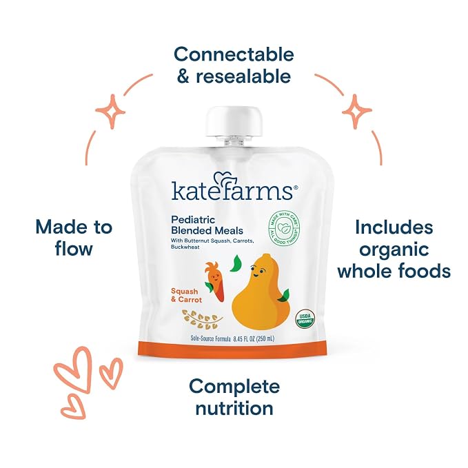 KATE FARMS Organic Pediatric Blended Meal, Squash and Carrot, 8g protein - Image 4