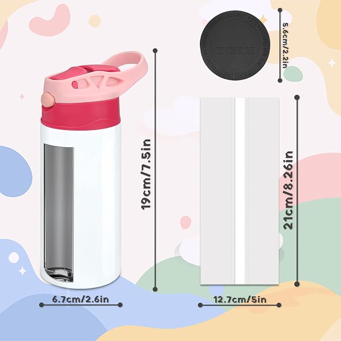 Kids Sublimation Tumbler, 12oz Sublimation Water Bottle Blanks, Straight - Image 7