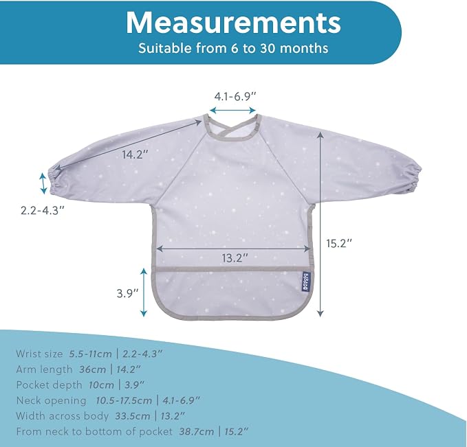 BIBaDO Mess Proof Baby Bib, 2 Pack Long Sleeve Bib, 6 month - Image 6