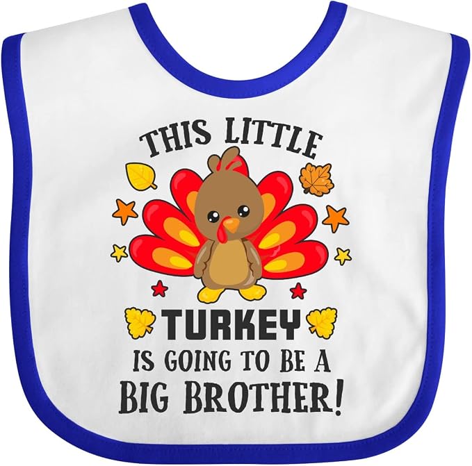inktastic This Little Turkey Is Going To Be a Big Brother Baby Bib by Inktastic