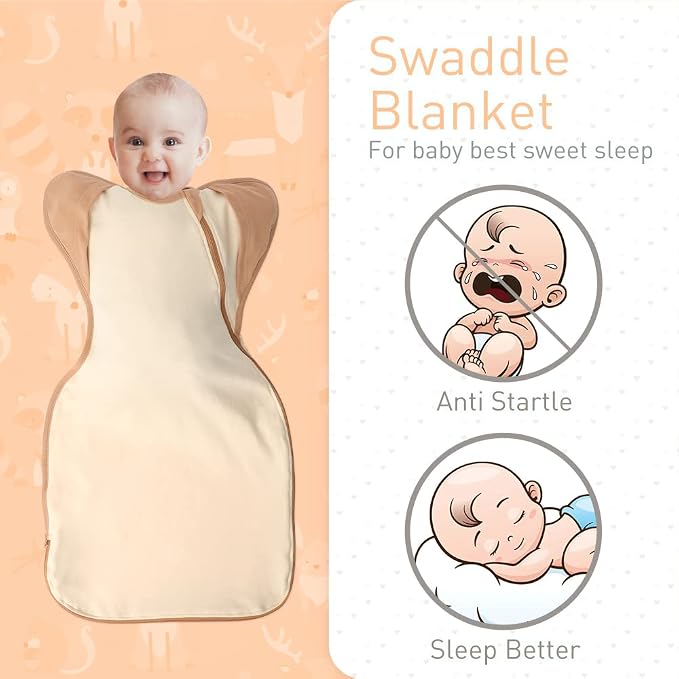 Premium Soft Cotton Swaddle Blanket Sleep Sack Arms Up Design 2 Packs 3-6 Months - Image 2