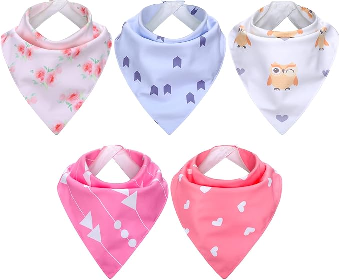 Janmercy 5 Pack Adult Drool Bandana Bibs Soft Adjustable Absorbent Christmas by Janmercy