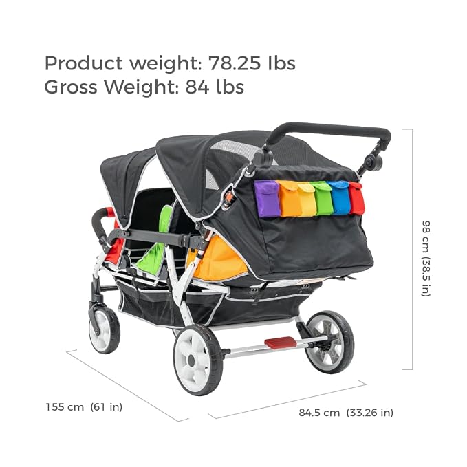 Familidoo H6E 6 seat Baby Stroller- Double Canopy - Image 7