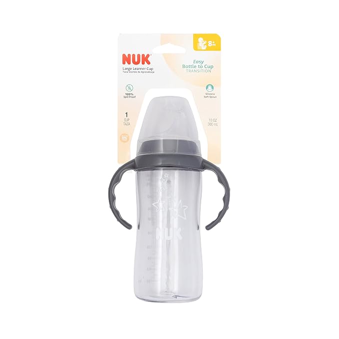 NUK Learner Cup, 10 Ounce, Tritan Gray Star – BPA Free, Spill Proof Sippy Cup - Image 10
