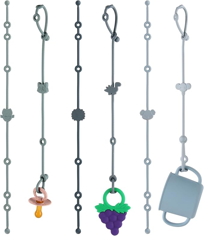 6-Pack Baby Toy Straps, Silicone High Chair & Stroller Straps, Toddler Bottle & by SloticDirect